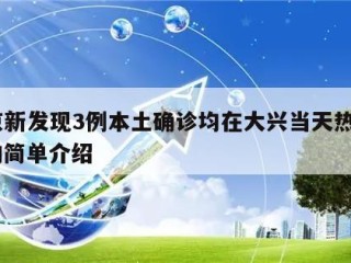 北京新发现3例本土确诊均在大兴当天热点㊙️的简单介绍